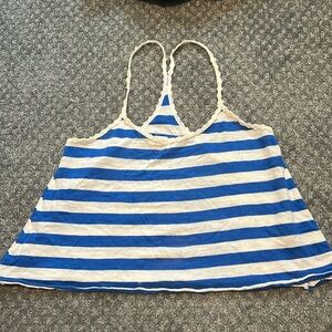 Blue and white striped tank